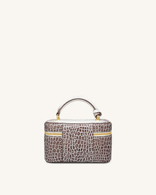 Cleo Box Shape Top Handle Bag - White Croc