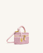 Cleo Artificial Crystal Box Shape Top Handle Bag - Pink