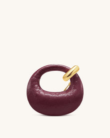 Abacus Faux Snake-Effect Mini Top Handle Bag - Burgundy