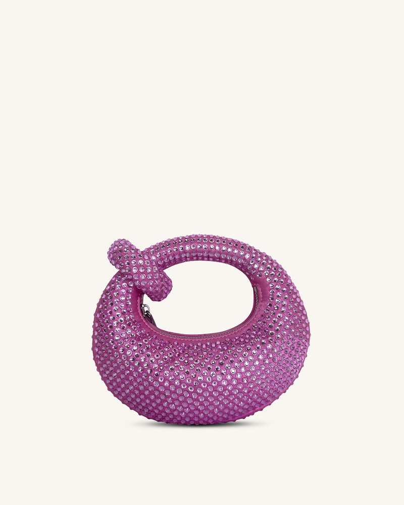 Abacus Artificial Crystal Mini Top Handle Bag - Purple