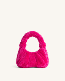 Gabbi Faux Fur Medium Ruched Hobo Handbag - Fandango Pink