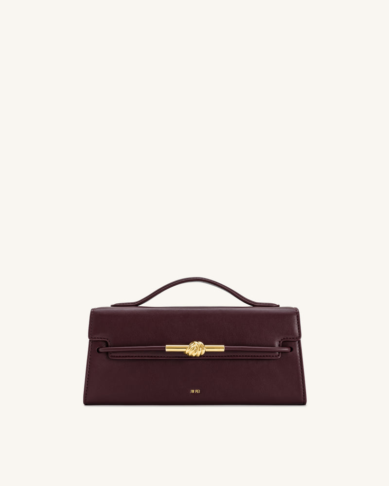 Lena Metal Rope Knot Top Handle Bag - Deep Claret