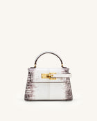 Elise Top Handle Bag - White Croc