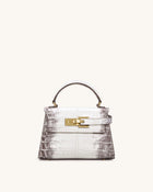 Elise Top Handle Bag - White Croc