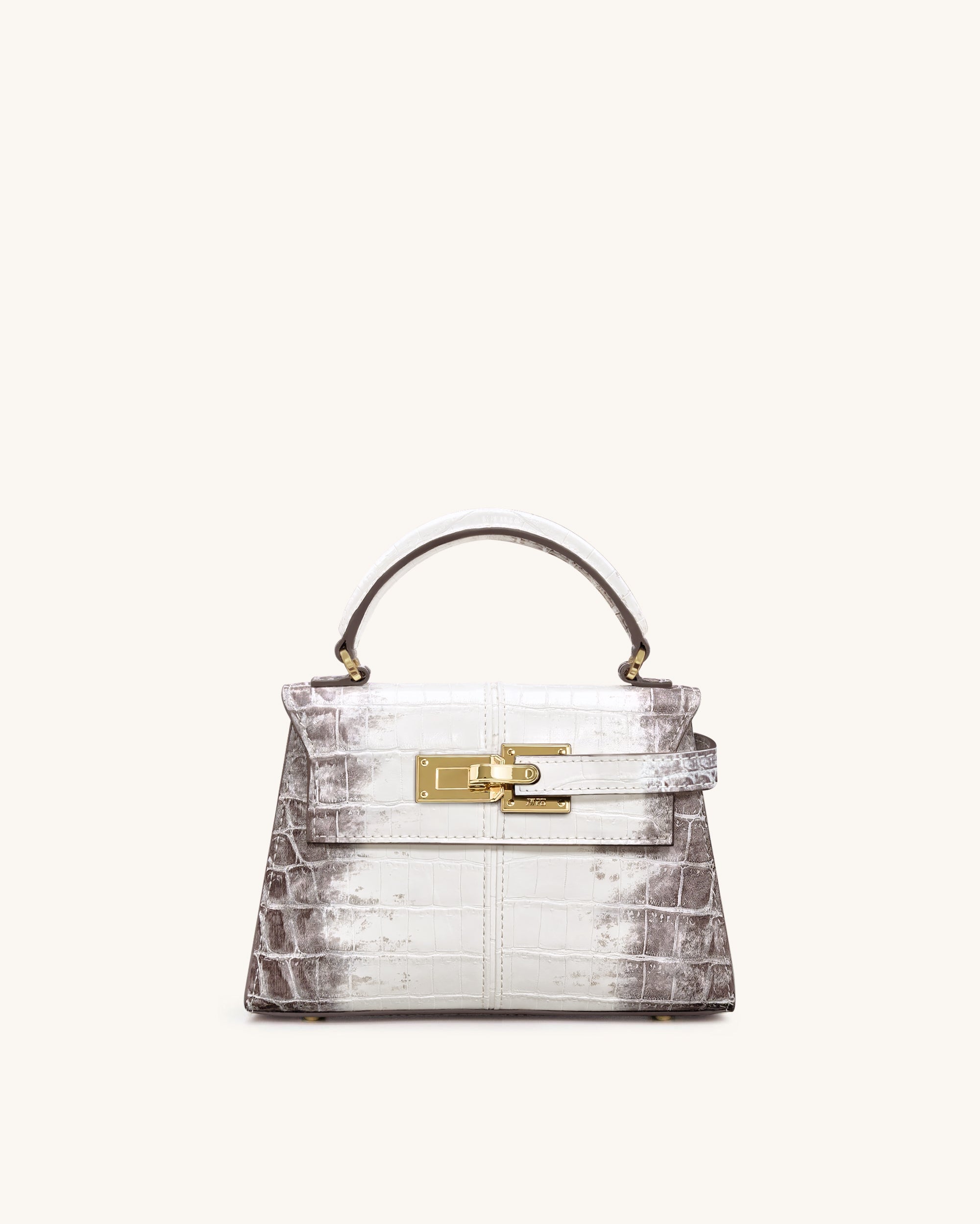 Elise Top Handle Bag - White Croc