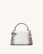 Elise Top Handle Bag - White Croc