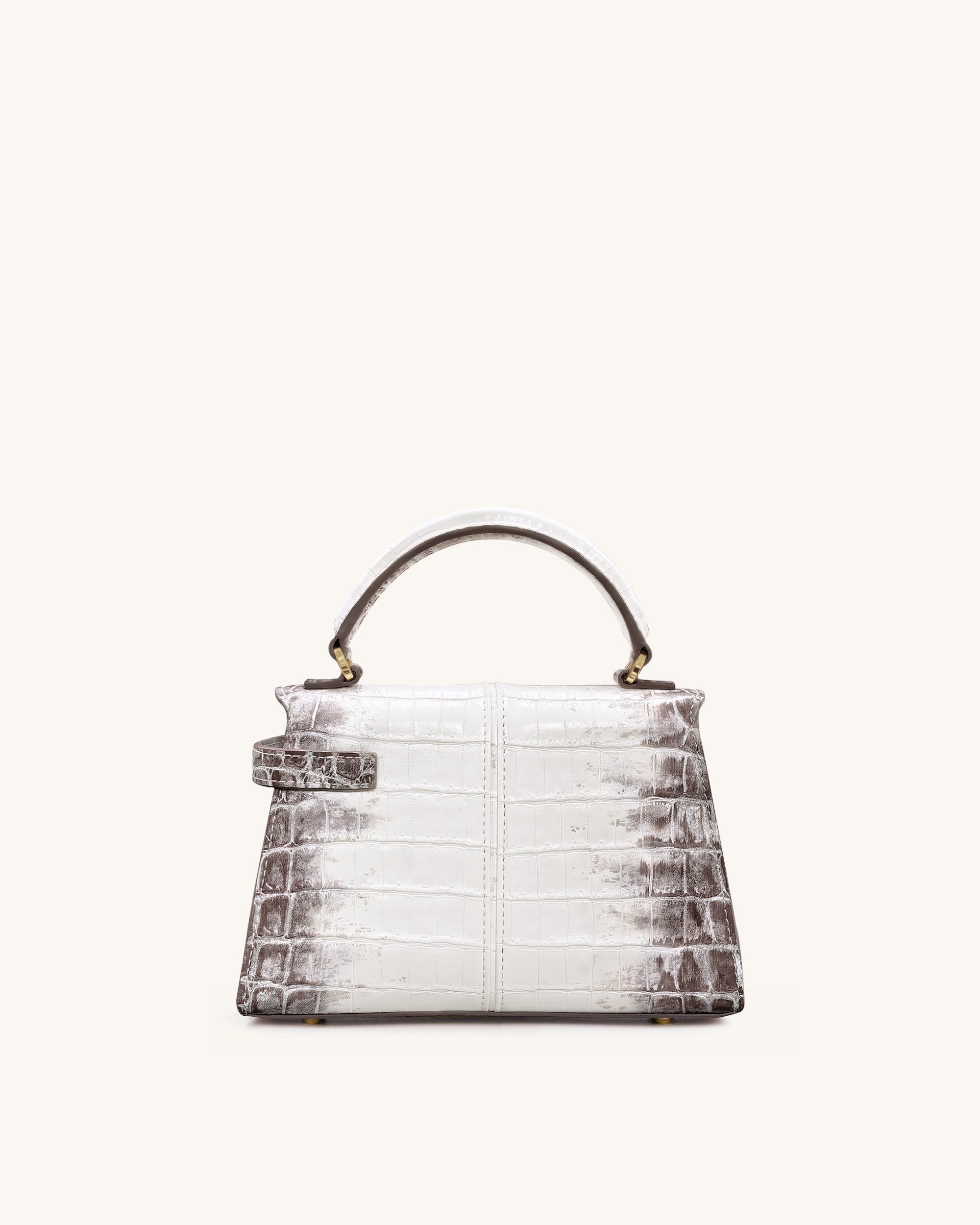 Elise Top Handle Bag - White Croc
