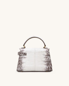 Elise Top Handle Bag - White Croc