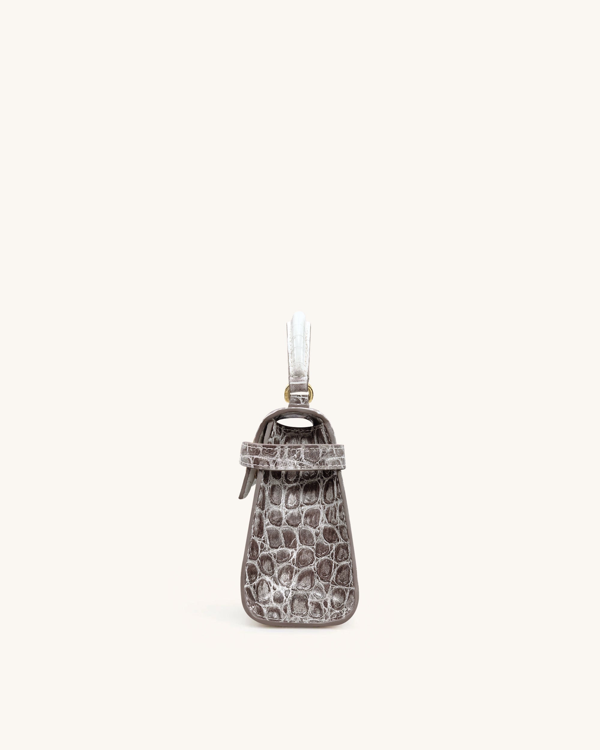 Elise Top Handle Bag - White Croc