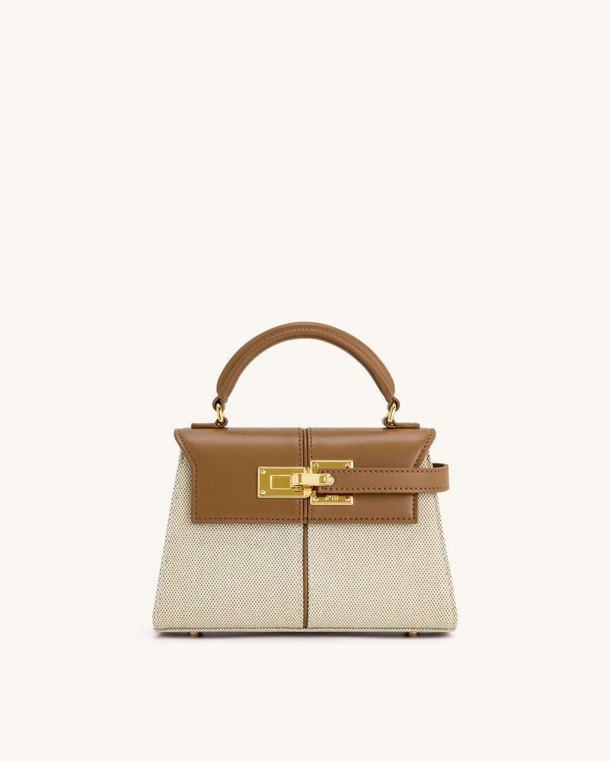 Elise Top Handle Bag - Brown Canvas