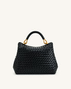 Lucia Classic Top Handle Woven Bag - Black