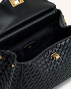 Lucia Classic Top Handle Woven Bag - Black