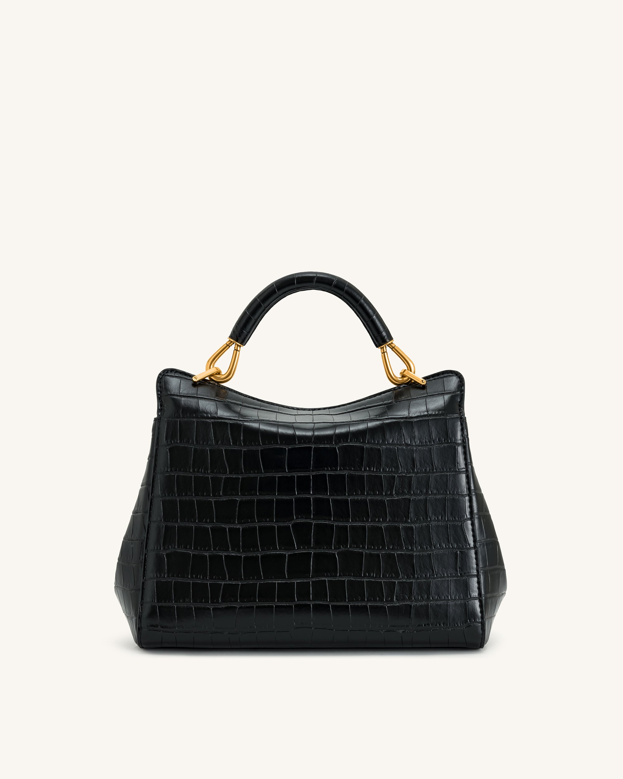 Lucia Classic Top Handbag - Black Croc