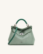 Lucia Classic Faux Suede Top Handle Bag - Matcha Green