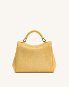 Lucia Classic Croc-Embossed Faux Suede Top Handle Bag - Yellow
