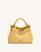 Lucia Classic Croc-Embossed Faux Suede Top Handle Bag - Yellow