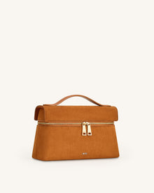 Thea Faux Suede Top Handle Bag - Camel