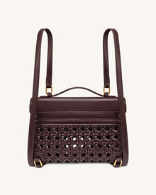 Thea Large Woven Top Handle Bag - Dark Red