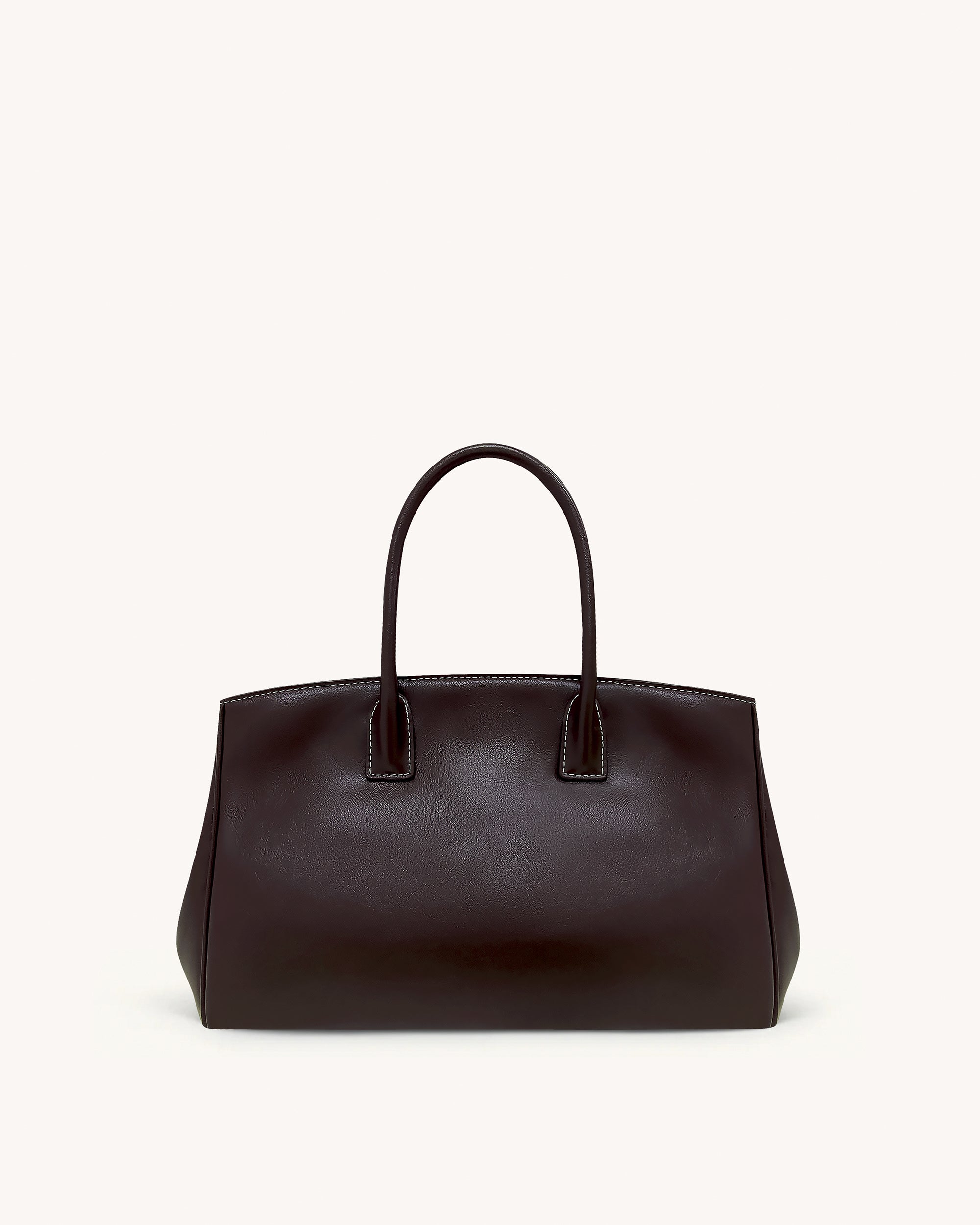 Ziva Metal Lock Decoration Tote Bag - Dark Brown
