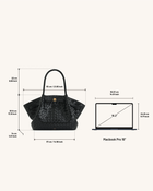 Hana Large Weave Texture Tote Bag - Black