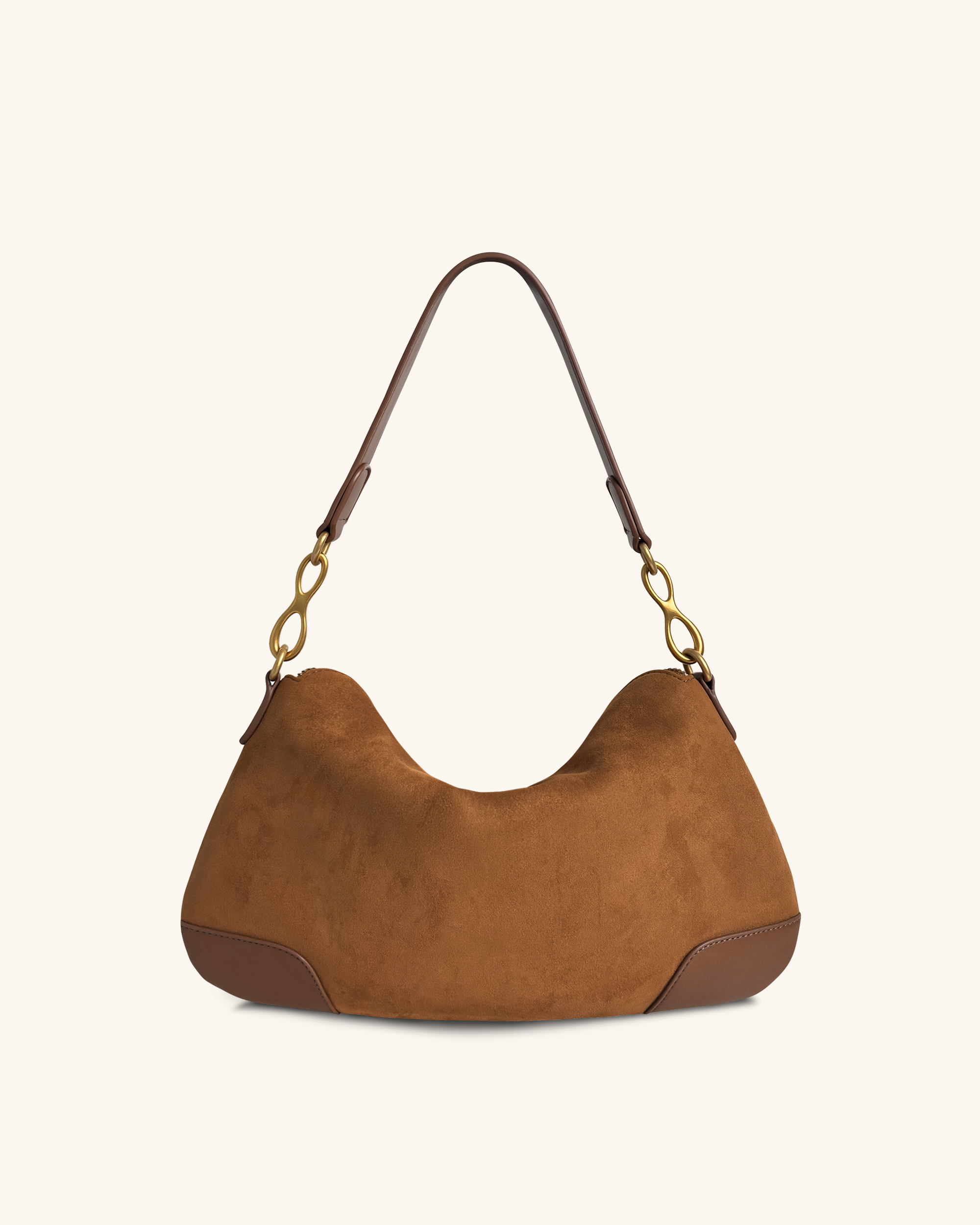 Jayla Faux Suede Metal Pendant Embellished Shoulder Bag - Brown
