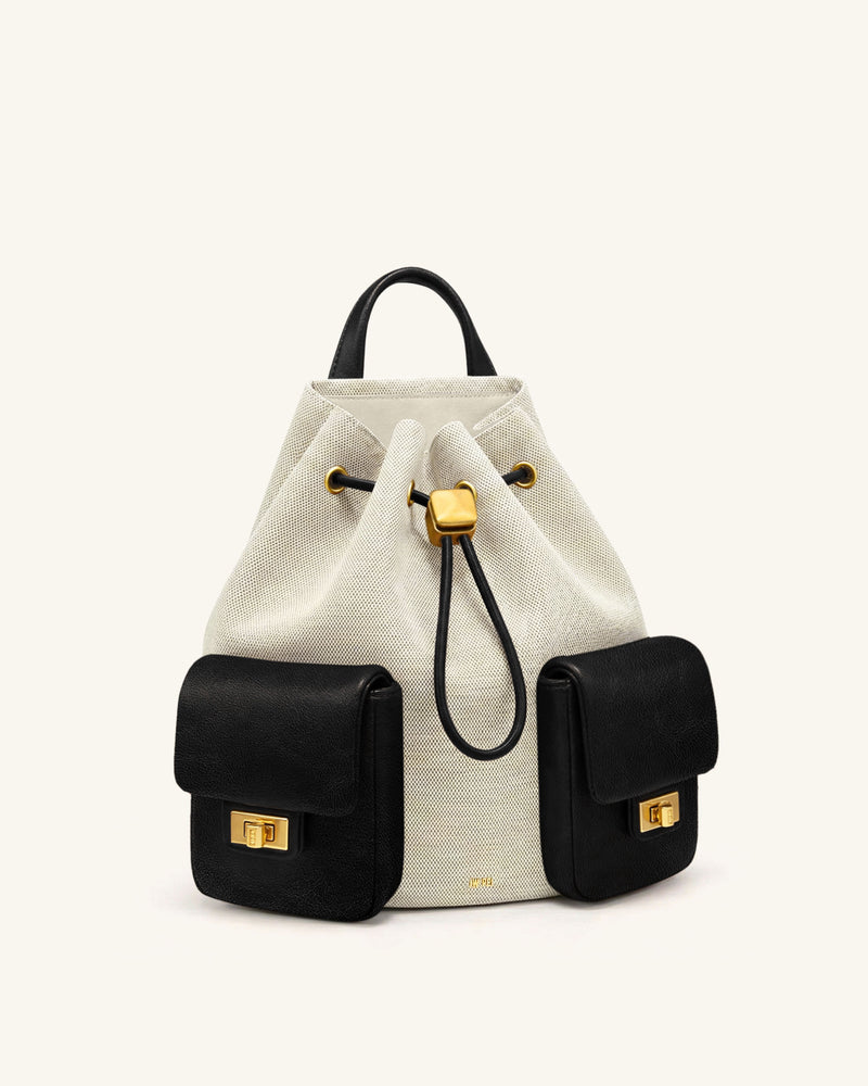 Avery Drawstring Utility Backpack – Black Canvas