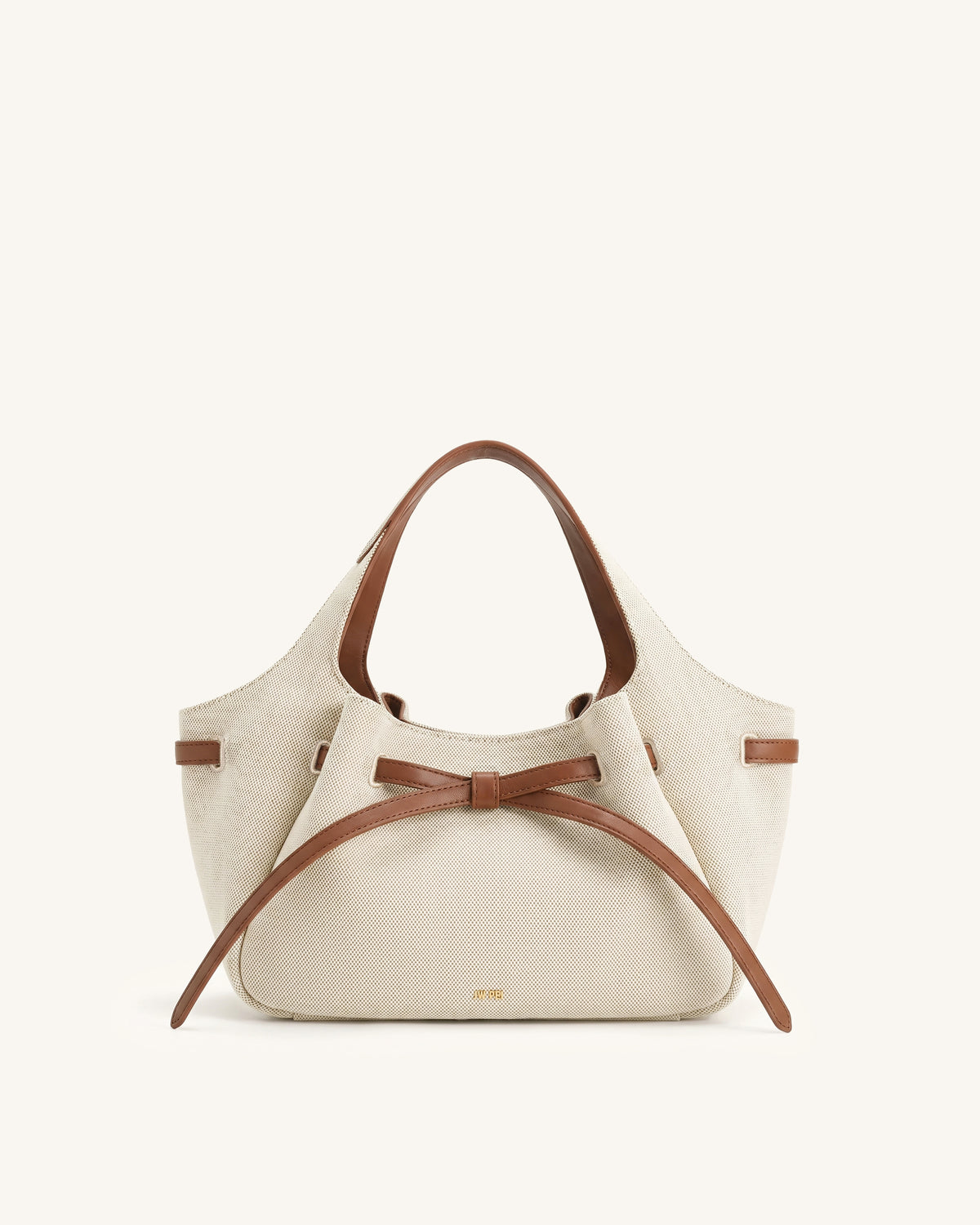 Mabel Soft Bow Tote Bag - Brown Canvas