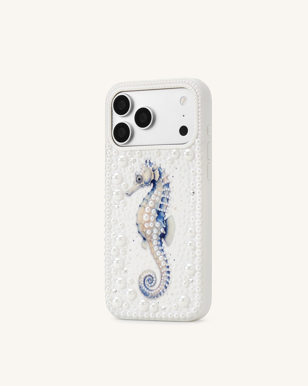 Seahorse Pearl Phone Case - White