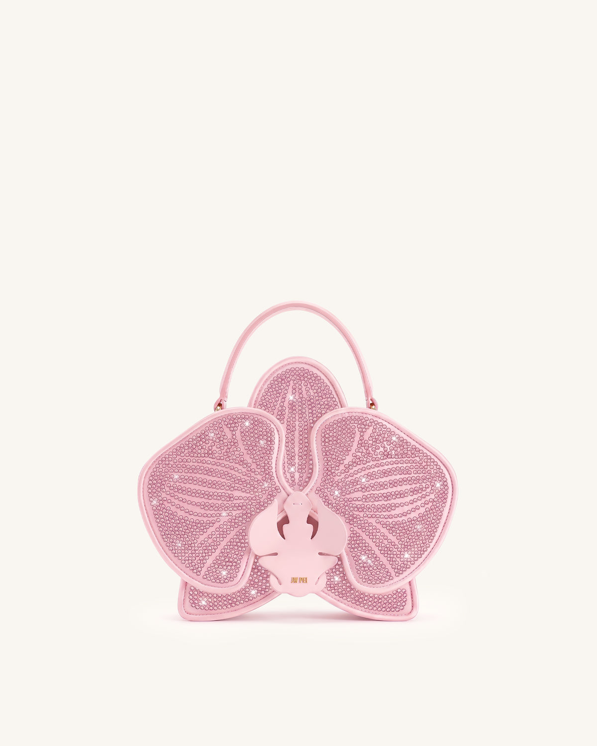Flora Artificial Crystal Orchid Shaped Top Handle Bag - Pink