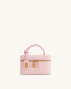 Cleo Box Shape Top Handle Bag - Light Pink Croc