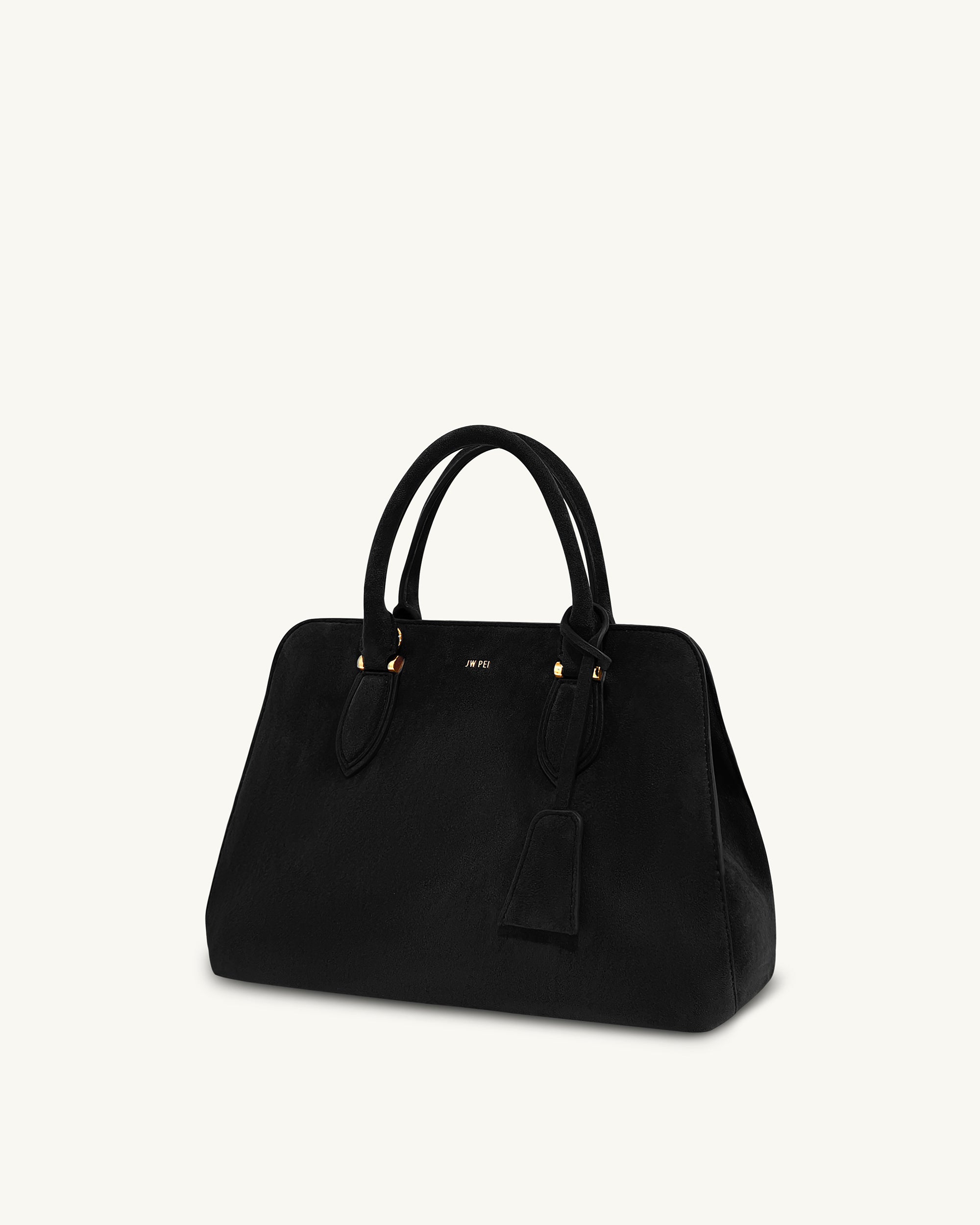 Lara Faux Suede Tote Bag - Black