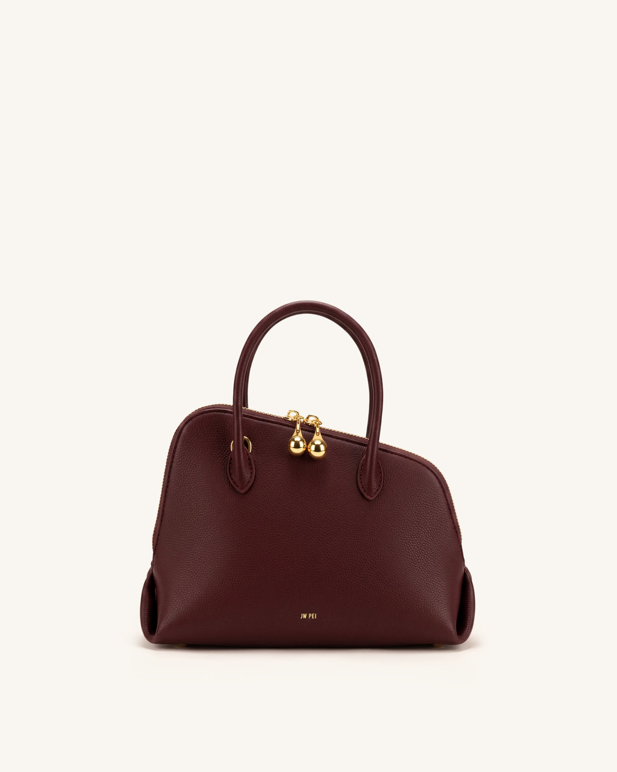 Nerina Pebbled Dome Top Handle Bag - Dark Red