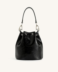 Yulia Crushed Bucket Bag - Black