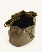 Yulia Crushed Bucket Bag - Dark Olive