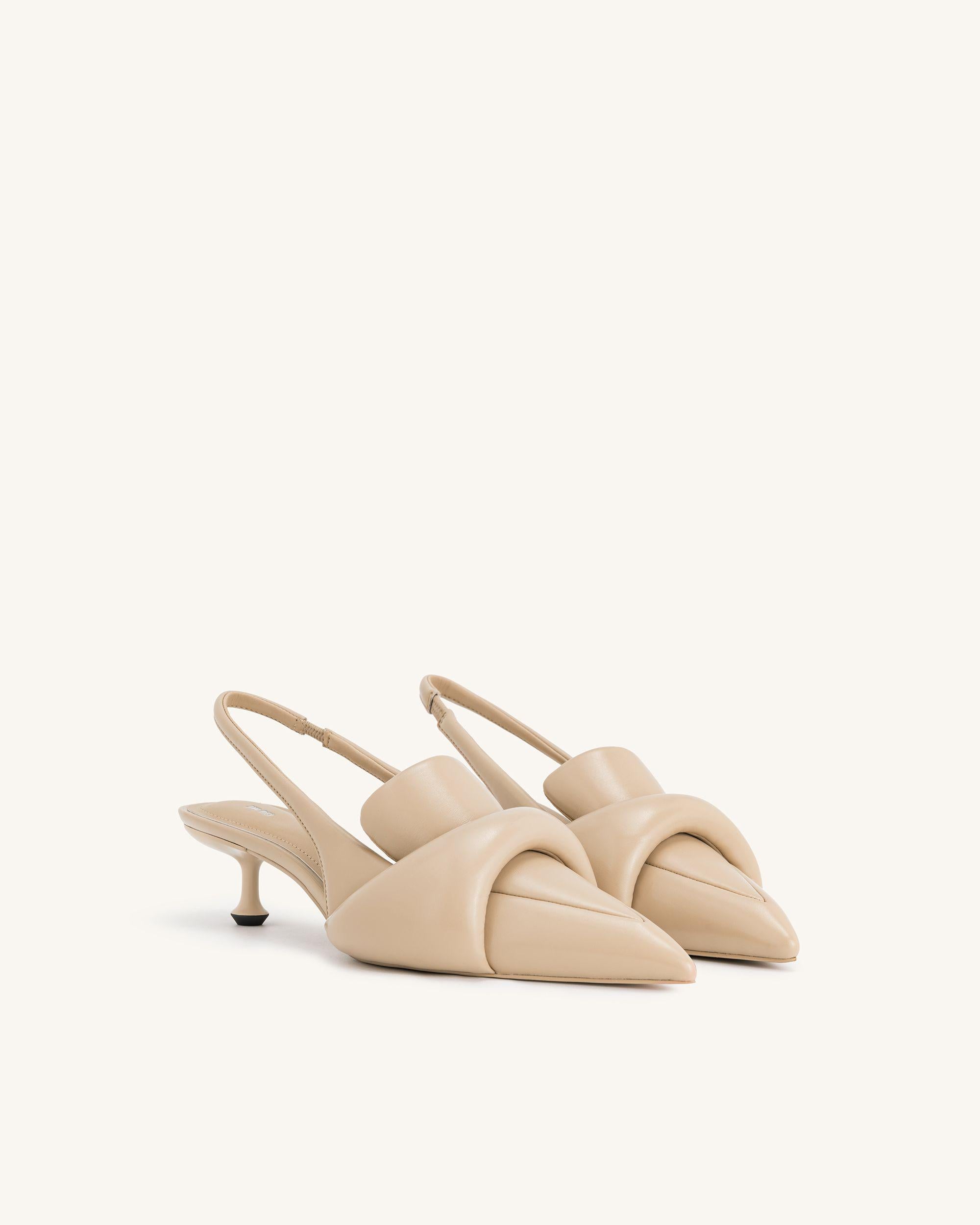 Carla Soft Padded Kitten Heel Pumps - Apricot