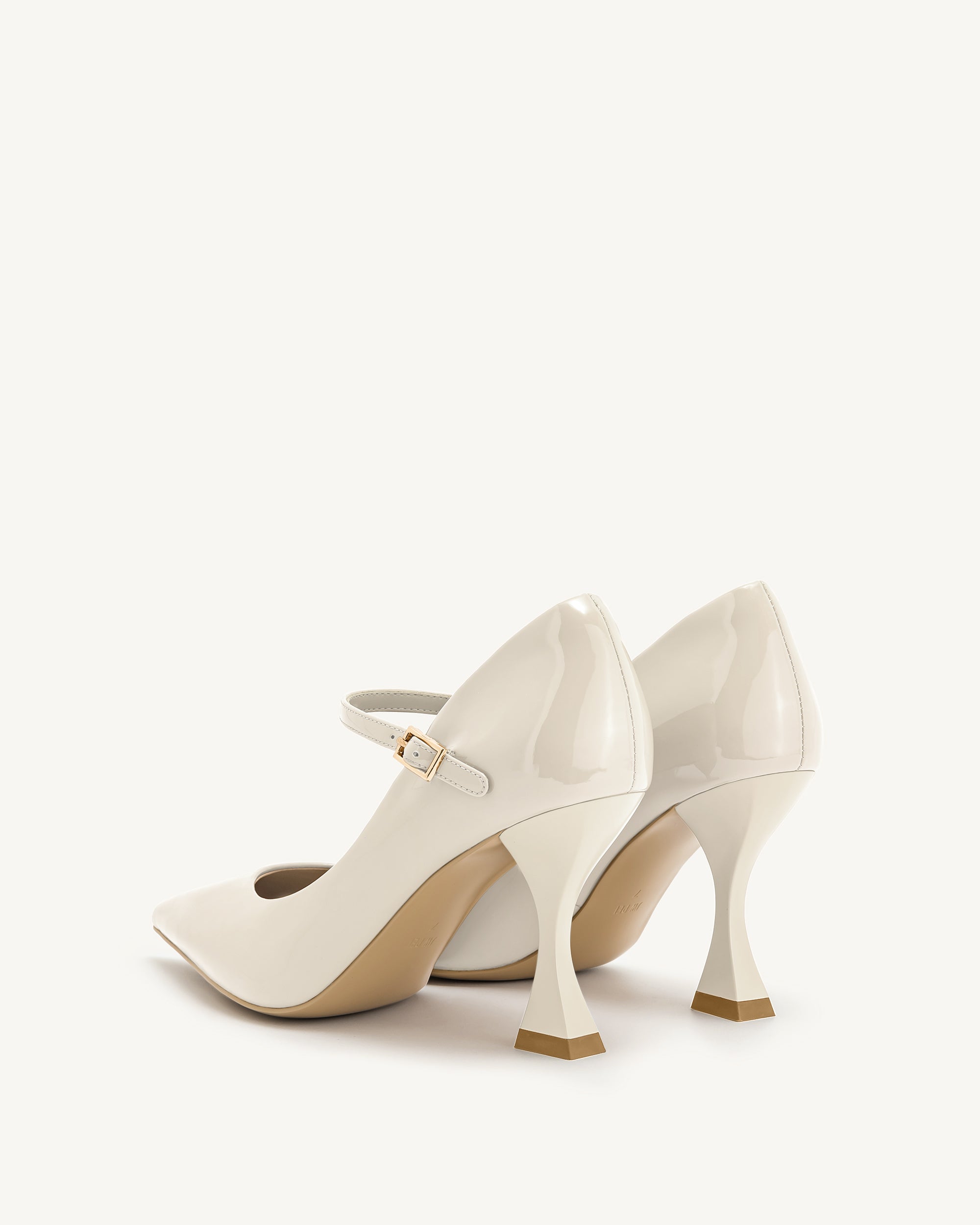 Thalina Patent Leather Pumps - Beige
