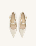 Thalina Patent Leather Pumps - Beige