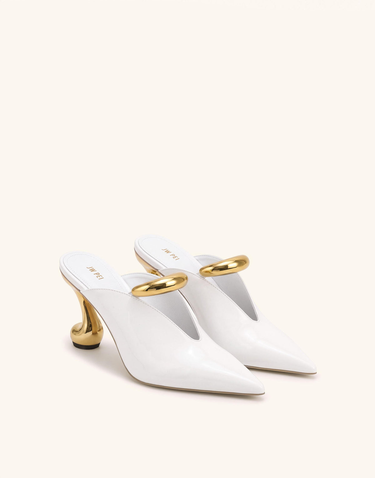 Helena Pierced Pointed-Toe Mules - White