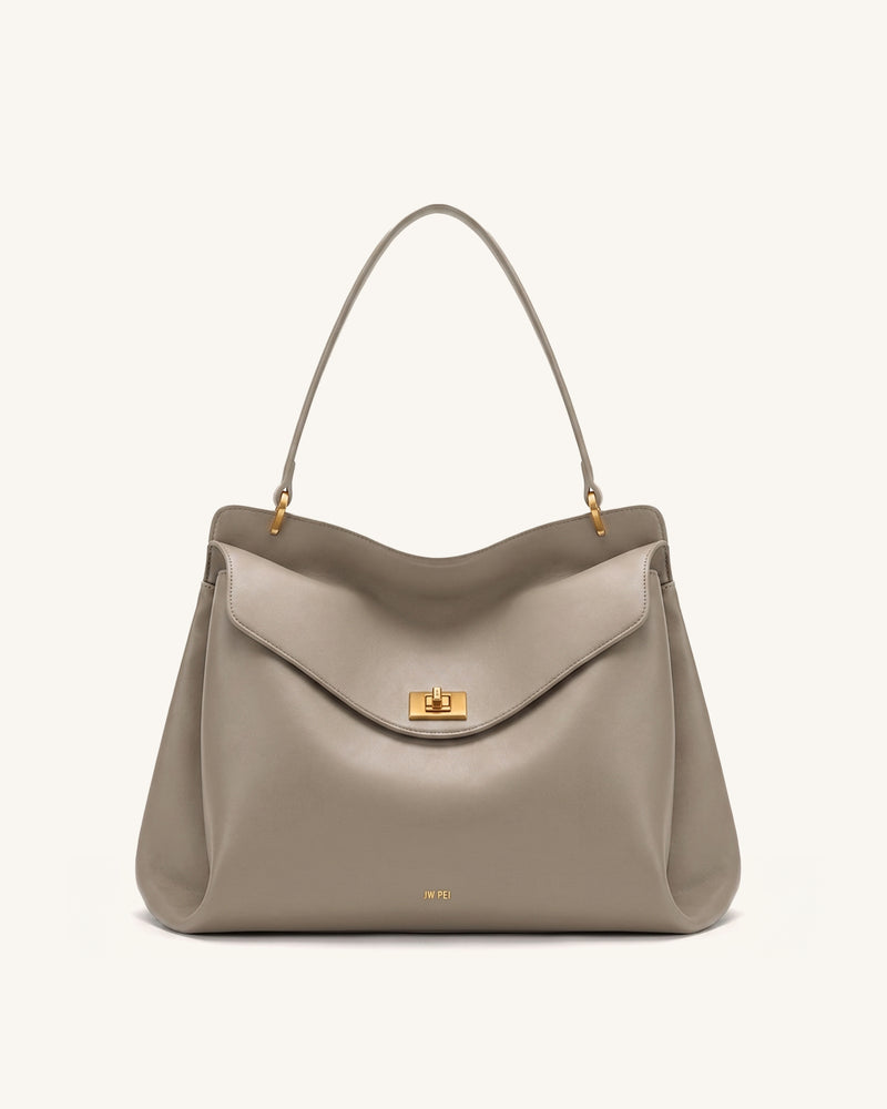 Lucia Turn-Lock Shoulder Bag - Grey