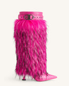 Nico Faux Fur Studded Boot - Bright Pink