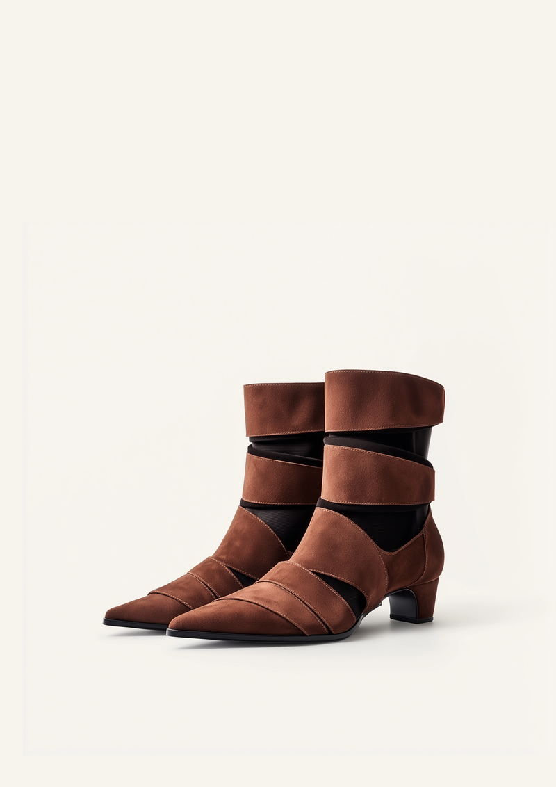 Emily Strap Ankle Boots - Brown