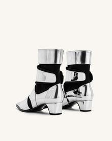 Emily Strap Ankle Boots - Silver