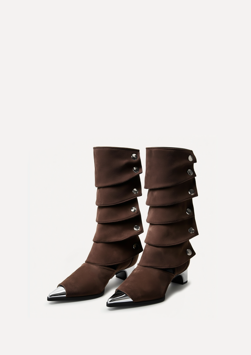 Emily Stitched Boots - Brown