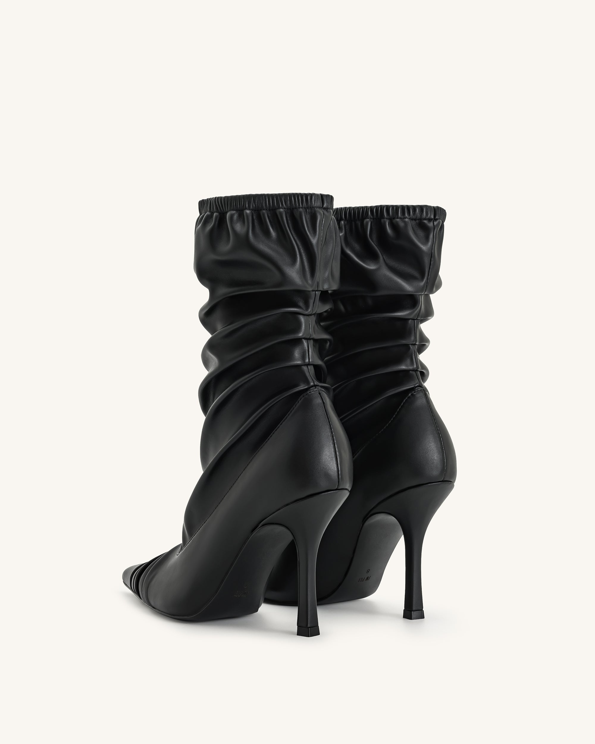 Joanne Paneled Detailing leather Ankle Boots - Black