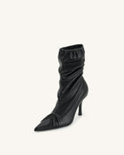 Joanne Paneled Detailing leather Ankle Boots - Black