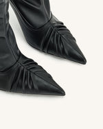 Joanne Paneled Detailing leather Ankle Boots - Black