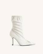 Joanne Paneled Detailing leather Ankle Boots - White