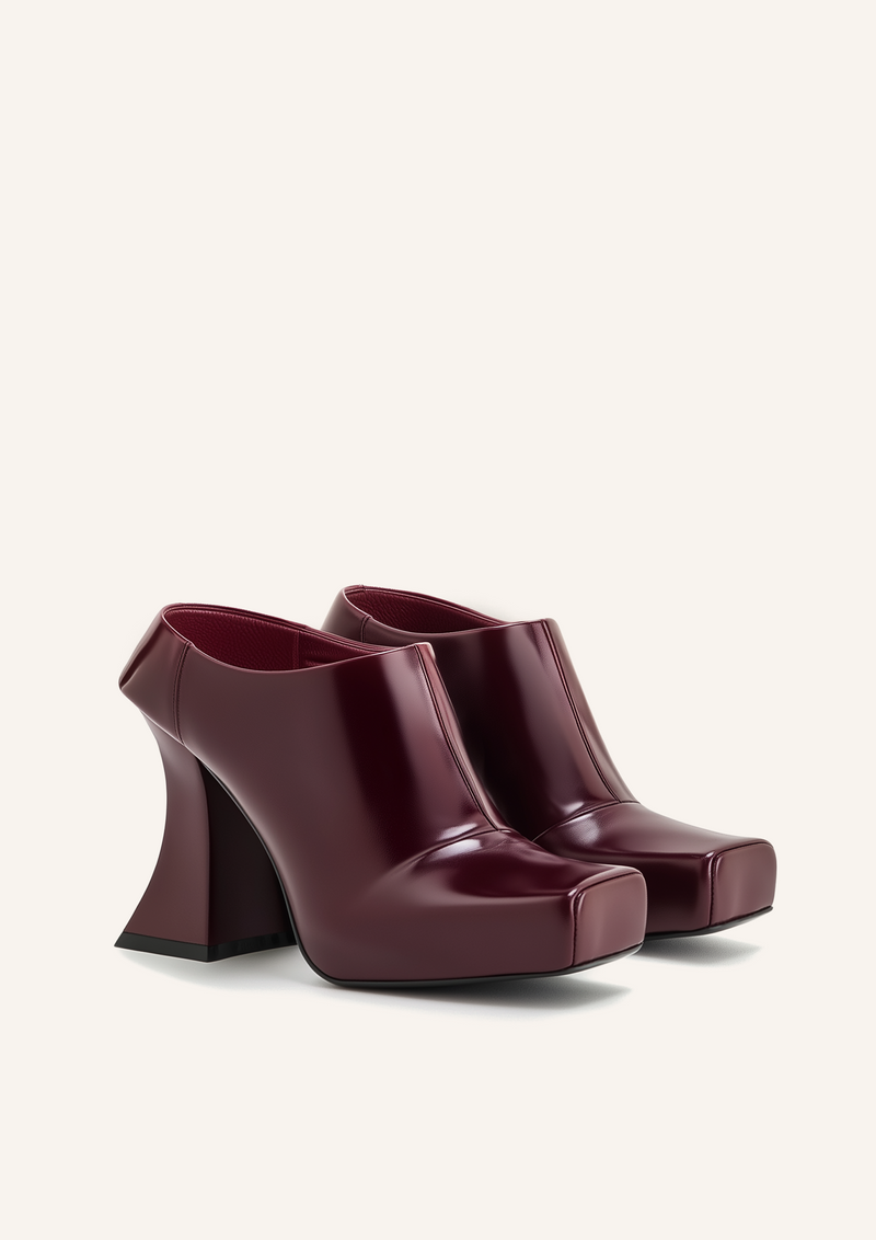 Reyna Square Toe Platform Heels - Burgundy