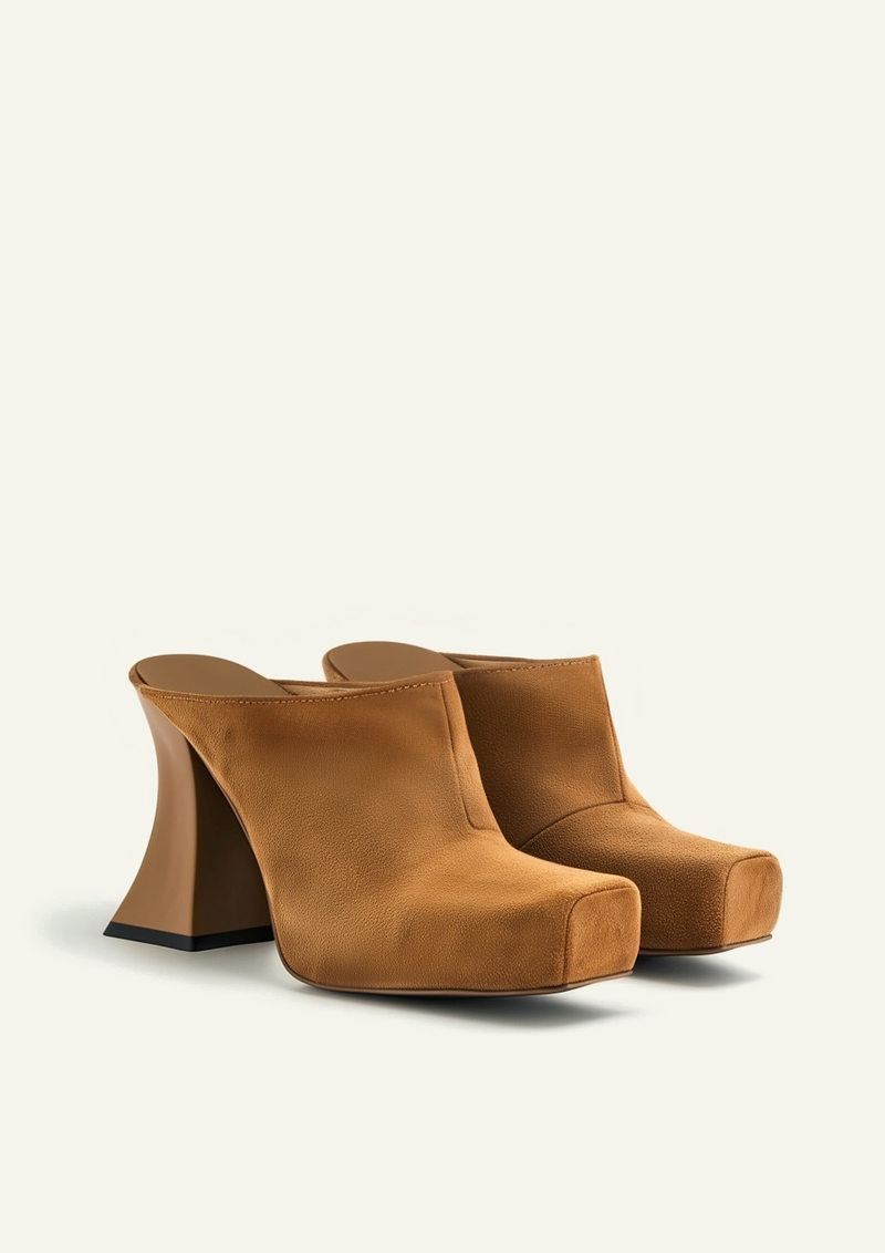 Reyna Square Toe Platform Mules - Brown