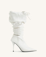 Olivia Leather High Heel Boots - White